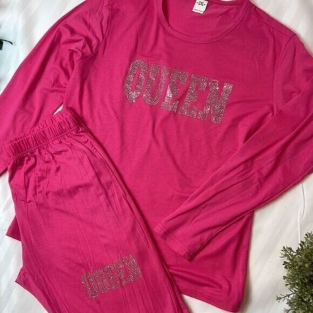 QUEEN Rhinestone Letter Pattern lounge Set Size 2XL‎ - Picture 4 of 13